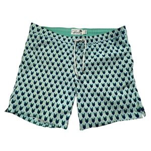 Bonobos Riviera Recycled Swim Trunks Blue Teal Chevron Print Men's Size Medium M
